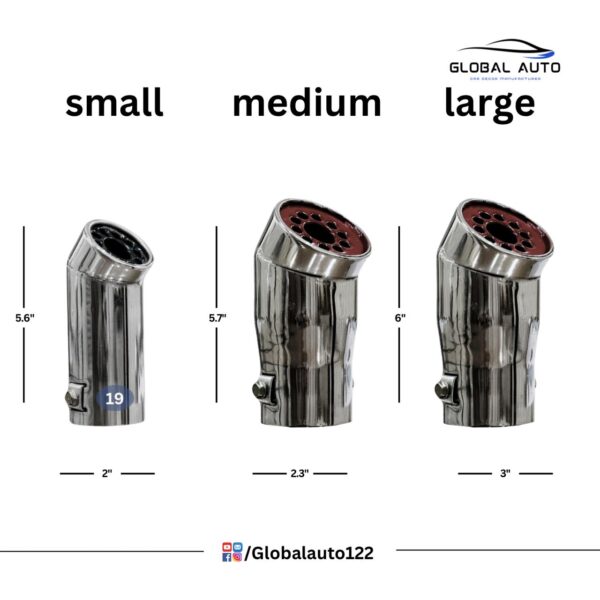 Size Chart Universal Car Exhaust Pipe cut Design Stainless Steel Silencer Cover no : 19 ( jali )